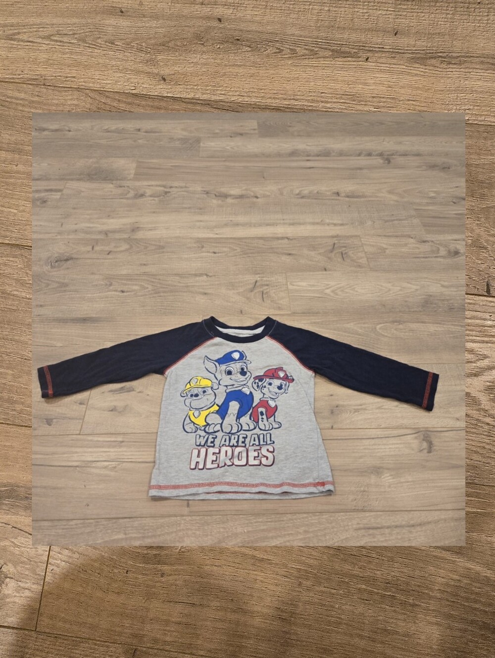 Paw patrols toddler boys long sleeved navy blue and grey shirt size 2T